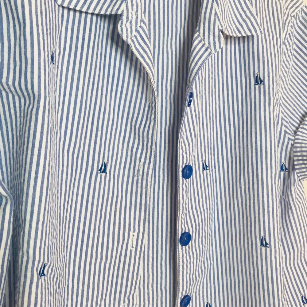 VTG Nautical Crop Seersucker Button Up Popover - Picture 6 of 6